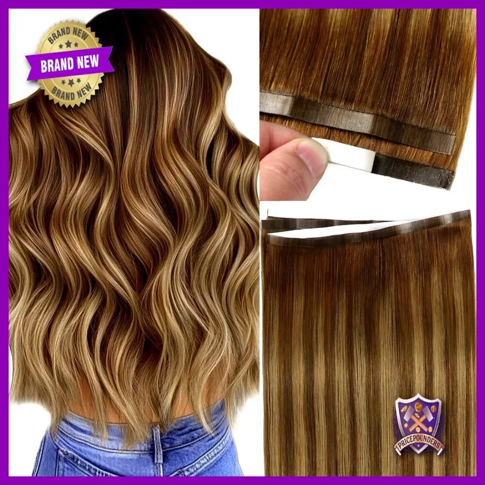 Long Human Hair Tape-In Extensions, 50g Wide Weft, DIY-Friendly, 31.5